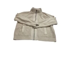 Banana Republic Mens XL Full Zip Heavy Ribbed Cardigan Sweater Elbow Patches